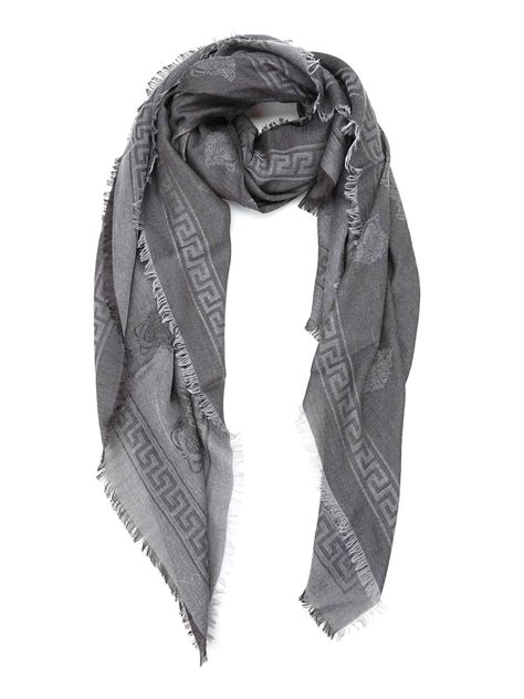 versace medusa herringbone wool scarf|Versace silk foulards.